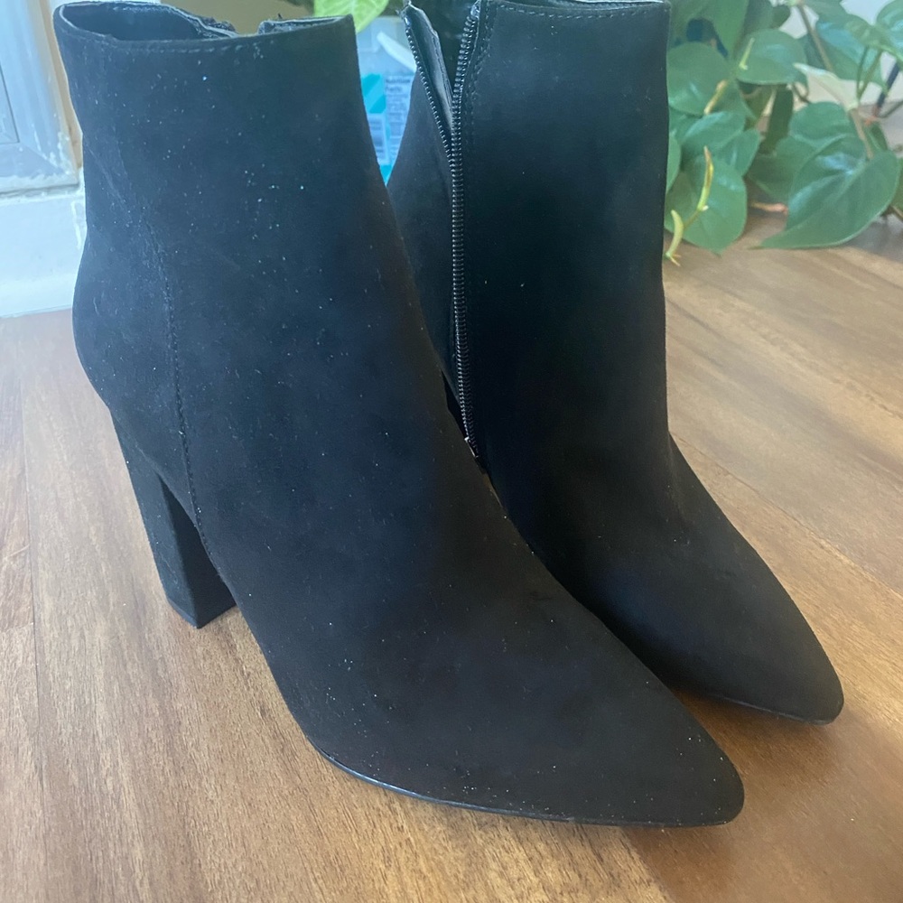 Suede Black Boot Heel